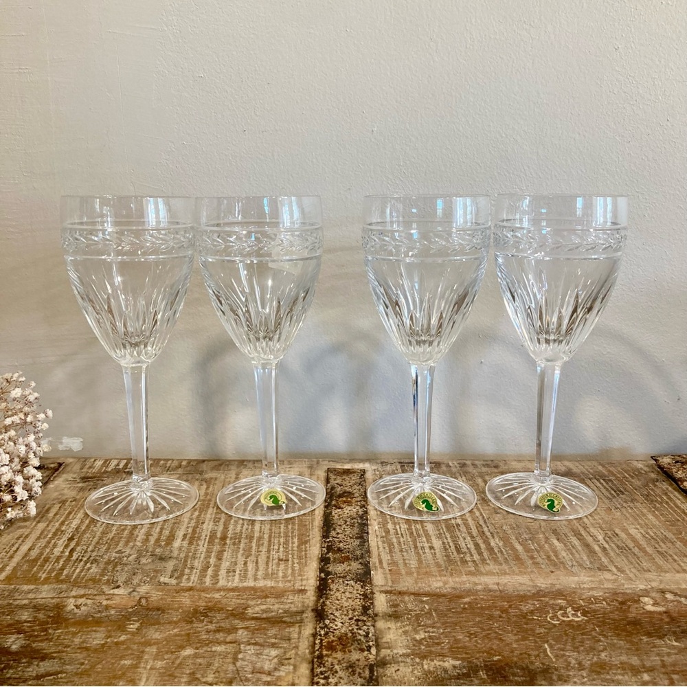Set of 4 Waterford Laurel Water Goblets 8.5” Tall Crystal Made in Germany